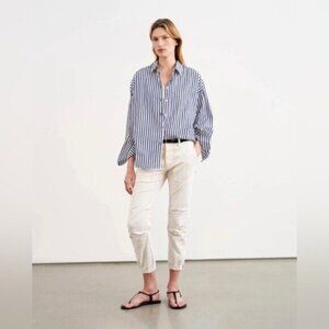 Nili Lotan Cotton Cropped Military Pants in Eggshell - 6 🇺🇸